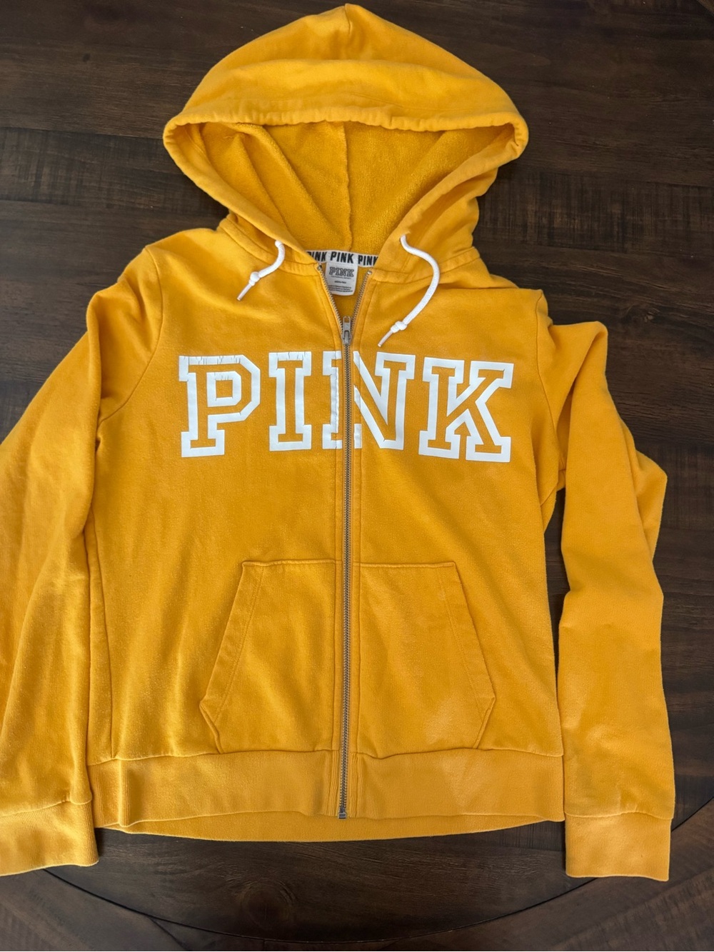Victoria's Secret PINK women’s Mustard Yellow Zip-Up Hoodie